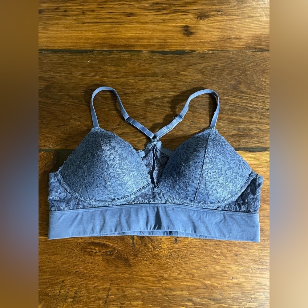 PINK Blue Lace Wireless Bra